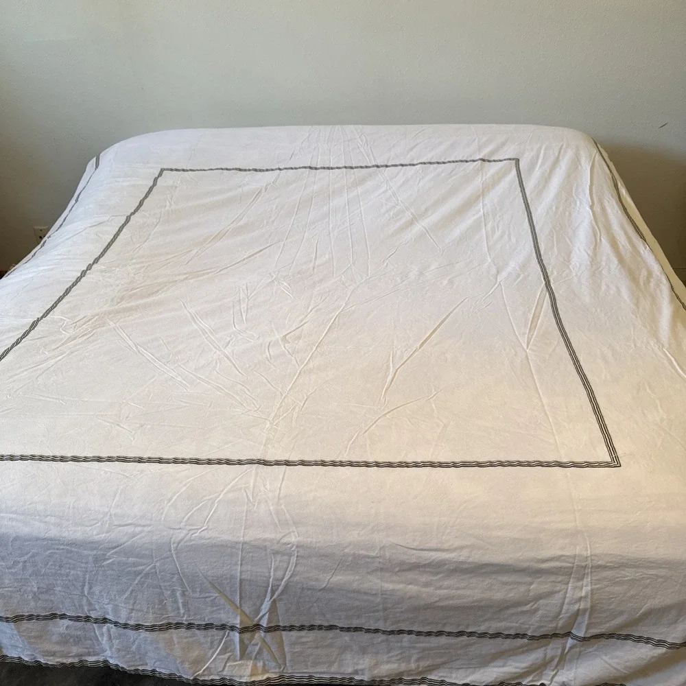 Hotel Collection Duvet Cover Full‎ Queen White Cotton Luxury Minimalist Bedding